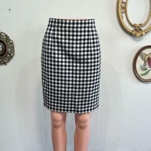 Vintage Laurèl Germany Black & White Gingham‎ Wool Pencil Skirt